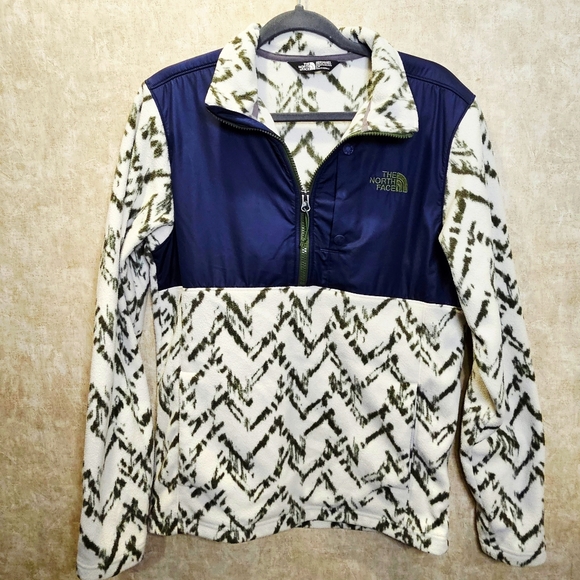 The North Face Tundra Fleece Pullover Navy/Forest Green - Picture 2 of 6